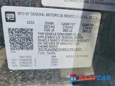 Zdjęcie 12 z 12 samochodu: 2024 GMC SIERRA K1500 SLT VIN:3GTUUDED0RG291651 - miniatura