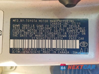 Zdjęcie 13 z 13 samochodu: 2011 TOYOTA MATRIX BASE VIN:2T1KU4EE3BC740224 - miniatura