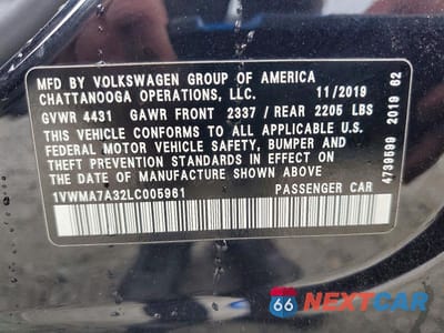 Zdjęcie 12 z 12 samochodu: 2020 VOLKSWAGEN PASSAT R-LINE VIN:1VWMA7A32LC005961 - miniatura