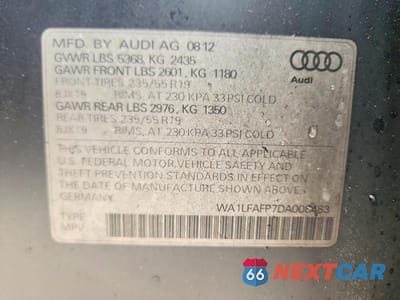 Zdjęcie 13 z 13 samochodu: 2013 AUDI Q5 PREMIUM PLUS VIN:WA1LFAFP7DA008483 - miniatura