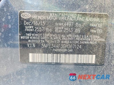Zdjęcie 12 z 12 samochodu: 2016 HYUNDAI SONATA LIMITED VIN:5NPE34AF3GH367124 - miniatura