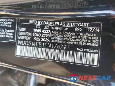Zdjęcie 12 z 12 samochodu: 2015 MERCEDES-BENZ CLA 250 VIN:WDDSJ4EB1FN176791 - miniatura