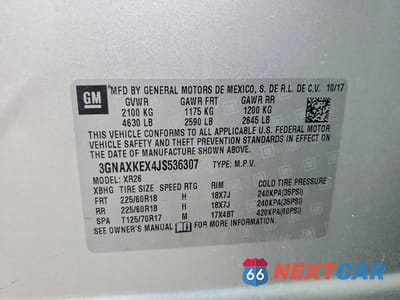 Zdjęcie 12 z 12 samochodu: 2018 CHEVROLET EQUINOX LT VIN:3GNAXKEX4JS536307 - miniatura