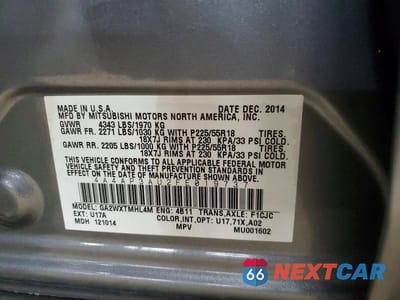 Zdjęcie 13 z 13 samochodu: 2015 MITSUBISHI OUTLANDER SPORT ES VIN:4A4AP3AU2FE019737 - miniatura
