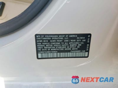 Zdjęcie 12 z 12 samochodu: 2014 VOLKSWAGEN PASSAT SE VIN:1VWBS7A38EC100824 - miniatura