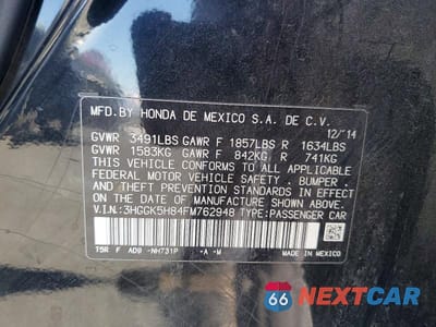 Zdjęcie 12 z 12 samochodu: 2015 HONDA FIT EX VIN:3HGGK5H84FM762948 - miniatura