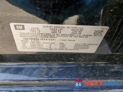 Zdjęcie 12 z 12 samochodu: 2016 CHEVROLET SILVERADO K1500 VIN:1GCVKNEC1GZ417231 - miniatura