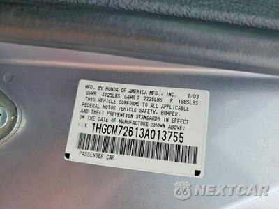 Zdjęcie 13 z 13 samochodu: 2003 HONDA ACCORD EX VIN:1HGCM72613A013755 - miniatura