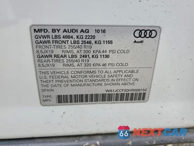 Zdjęcie 13 z 13 samochodu: 2017 AUDI Q3 PREMIUM PLUS VIN:WA1JCCFS0HR008154 - miniatura