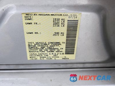 Zdjęcie 13 z 13 samochodu: 2015 NISSAN ALTIMA 2.5 SV VIN:1N4AL3APXFC141258 - miniatura