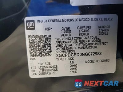 Zdjęcie 13 z 13 samochodu: 2022 CHEVROLET SILVERADO K1500 TRAIL BOSS CUSTOM VIN:3GCPDCED0NG672983 - miniatura
