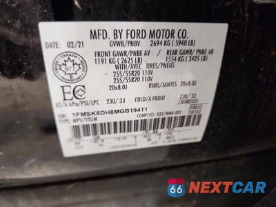 Zdjęcie 13 z 13 samochodu: 2021 FORD EXPLORER XLT VIN:1FMSK8DH8MGB19411 - miniatura