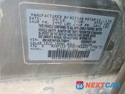 Zdjęcie 12 z 12 samochodu: 2013 NISSAN SENTRA S VIN:3N1AB7AP1DL775311 - miniatura