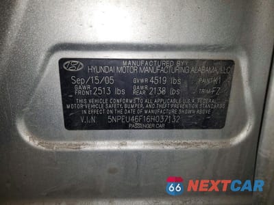 Zdjęcie 12 z 12 samochodu: 2006 HYUNDAI SONATA GLS V6 VIN:5NPEU46F16H037132 - miniatura