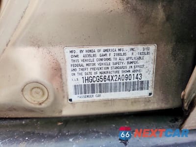 Zdjęcie 12 z 12 samochodu: 2002 HONDA ACCORD LX VIN:1HGCG564X2A090143 - miniatura