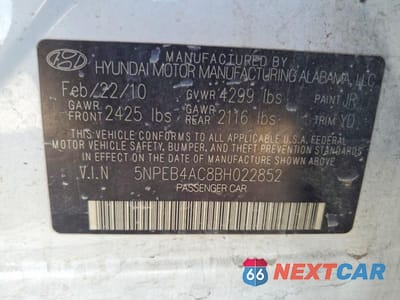 Zdjęcie 12 z 12 samochodu: 2011 HYUNDAI SONATA GLS VIN:5NPEB4AC8BH022852 - miniatura