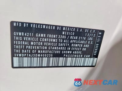 Zdjęcie 13 z 13 samochodu: 2013 VOLKSWAGEN JETTA SE VIN:3VWDP7AJ3DM409235 - miniatura