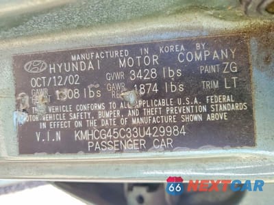 Zdjęcie 12 z 12 samochodu: 2003 HYUNDAI ACCENT GL VIN:KMHCG45C33U429984 - miniatura