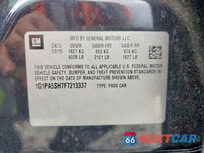 Zdjęcie 12 z 12 samochodu: 2015 CHEVROLET CRUZE LS VIN:1G1PA5SH7F7213337 - miniatura