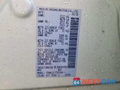 Zdjęcie 14 z 14 samochodu: 2016 NISSAN ROGUE SL VIN:5N1AT2MV1GC830908 - miniatura