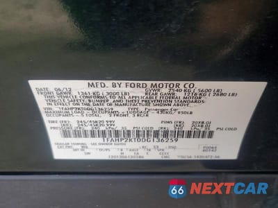 Zdjęcie 12 z 12 samochodu: 2011 FORD TAURUS SHO VIN:1FAHP2KT0DG136259 - miniatura