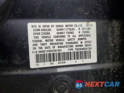 Zdjęcie 12 z 12 samochodu: 2015 ACURA RLX ADVANCE VIN:JH4KC1F95FC001601 - miniatura