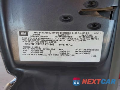 Zdjęcie 13 z 13 samochodu: 2001 GMC YUKON XL K1500 VIN:3GKFK16T21G271848 - miniatura