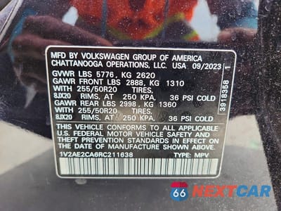 Zdjęcie 13 z 13 samochodu: 2024 VOLKSWAGEN ATLAS CROSS SPORT SEL R-LINE VIN:1V2AE2CA6RC211638 - miniatura