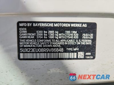 Zdjęcie 12 z 12 samochodu: 2024 BMW X5 XDRIVE40I VIN:5UX23EU08R9V86848 - miniatura
