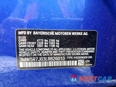 Zdjęcie 12 z 12 samochodu: 2020 BMW 330XI VIN:3MW5R7J03L8B26010 - miniatura