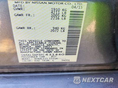 Zdjęcie 12 z 12 samochodu: 2015 NISSAN ALTIMA 2.5 S VIN:1N4AL3AP3FC431440 - miniatura