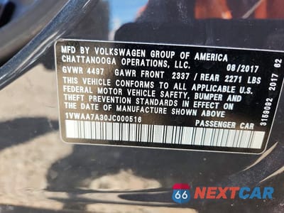 Zdjęcie 13 z 13 samochodu: 2018 VOLKSWAGEN PASSAT S VIN:1VWAA7A30JC000516 - miniatura