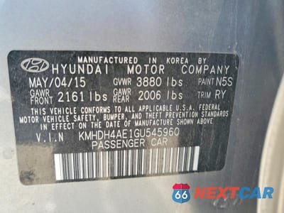 Zdjęcie 12 z 12 samochodu: 2016 HYUNDAI ELANTRA VALUE EDITION VIN:KMHDH4AE1GU545960 - miniatura