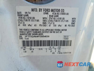 Zdjęcie 12 z 12 samochodu: 2015 FORD F250 SUPER DUTY VIN:1FT7X2A64FEB54036 - miniatura