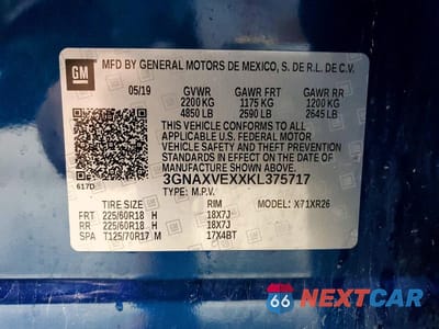 Zdjęcie 12 z 12 samochodu: 2019 CHEVROLET EQUINOX LT VIN:3GNAXVEXXKL375717 - miniatura