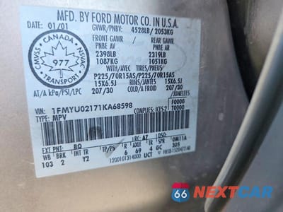 Zdjęcie 12 z 12 samochodu: 2001 FORD ESCAPE XLS VIN:1FMYU02171KA68598 - miniatura