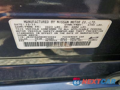 Zdjęcie 12 z 12 samochodu: 2012 INFINITI G25 SEDAN X VIN:JN1DV6AR8CM730662 - miniatura