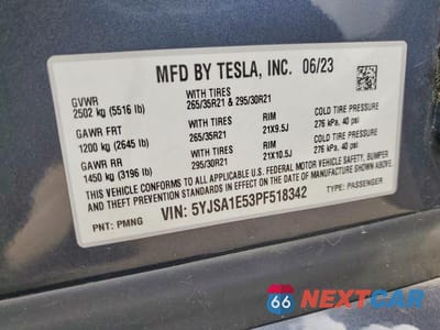 Zdjęcie 12 z 12 samochodu: 2023 TESLA MODEL S VIN:5YJSA1E53PF518342 - miniatura