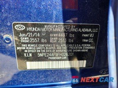 Zdjęcie 12 z 12 samochodu: 2015 HYUNDAI SONATA SE VIN:5NPE24AF9FH026201 - miniatura