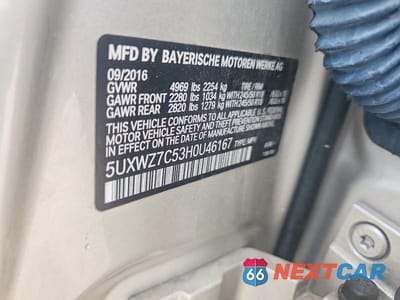 Zdjęcie 13 z 13 samochodu: 2017 BMW X3 SDRIVE28I VIN:5UXWZ7C53H0U46167 - miniatura