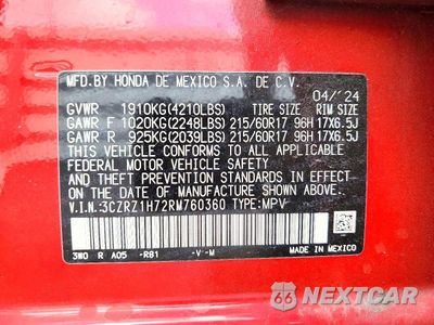 Zdjęcie 13 z 13 samochodu: 2024 HONDA HR-V EXL VIN:3CZRZ1H72RM760360 - miniatura