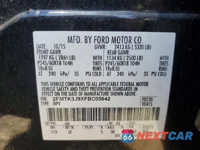 Zdjęcie 12 z 12 samochodu: 2015 FORD EDGE VIN:2FMTK3J9XFBC05642 - miniatura