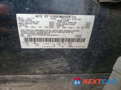 Zdjęcie 13 z 13 samochodu: 2015 FORD EXPLORER XLT VIN:1FM5K7D80FGA45301 - miniatura