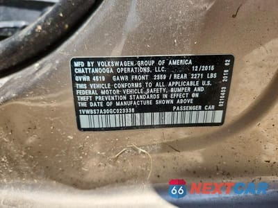 Zdjęcie 13 z 13 samochodu: 2016 VOLKSWAGEN PASSAT SE VIN:1VWBS7A30GC023336 - miniatura