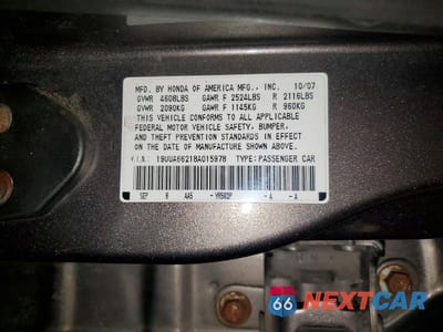 Zdjęcie 12 z 12 samochodu: 2008 ACURA TL VIN:19UUA66218A015978 - miniatura