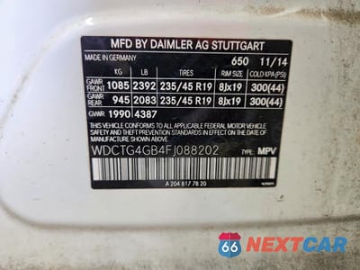 Zdjęcie 14 z 14 samochodu: 2015 MERCEDES-BENZ GLA 250 4MATIC VIN:WDCTG4GB4FJ088202 - miniatura