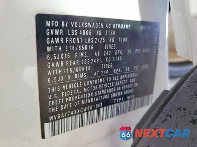 Zdjęcie 13 z 13 samochodu: 2016 VOLKSWAGEN TIGUAN S VIN:WVGAV7AXXGW601803 - miniatura