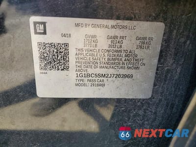 Zdjęcie 12 z 12 samochodu: 2018 CHEVROLET CRUZE LS VIN:1G1BC5SM2J7203969 - miniatura