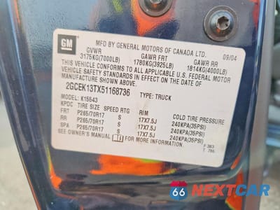 Zdjęcie 12 z 12 samochodu: 2005 CHEVROLET SILVERADO K1500 VIN:2GCEK13TX51168736 - miniatura