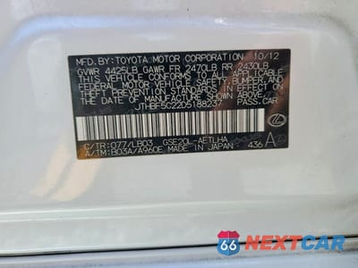 Zdjęcie 13 z 13 samochodu: 2013 LEXUS IS 250 VIN:JTHBF5C22D5188237 - miniatura